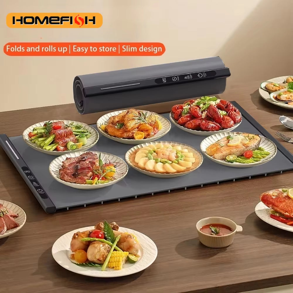 Portable Electric Food Warming Tray Foldable Warm Mat with 3 Temperature Settings Fast Full Surface Heating for Parties