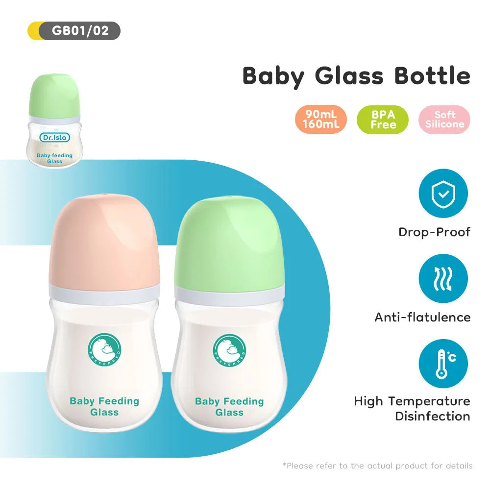Anti-Colic Baby Bottle – BPA free-Glass Feeding Bottle for Newborns