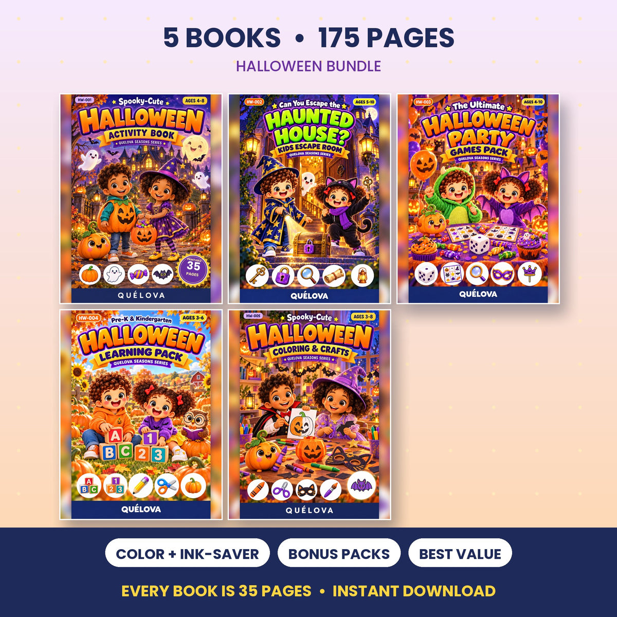 Halloween printables bundle: all 5 Quelova Halloween books