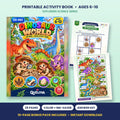 Dinosaur World printable activity book: cover and sample pages