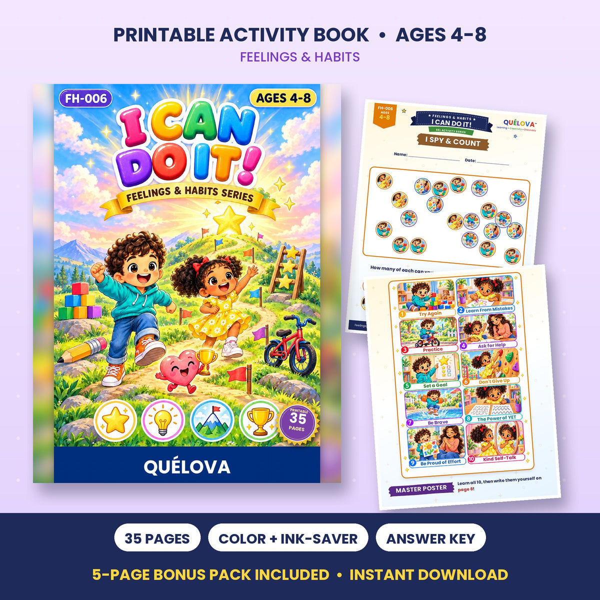 I Can Do It! printable activity book: cover and sample pages