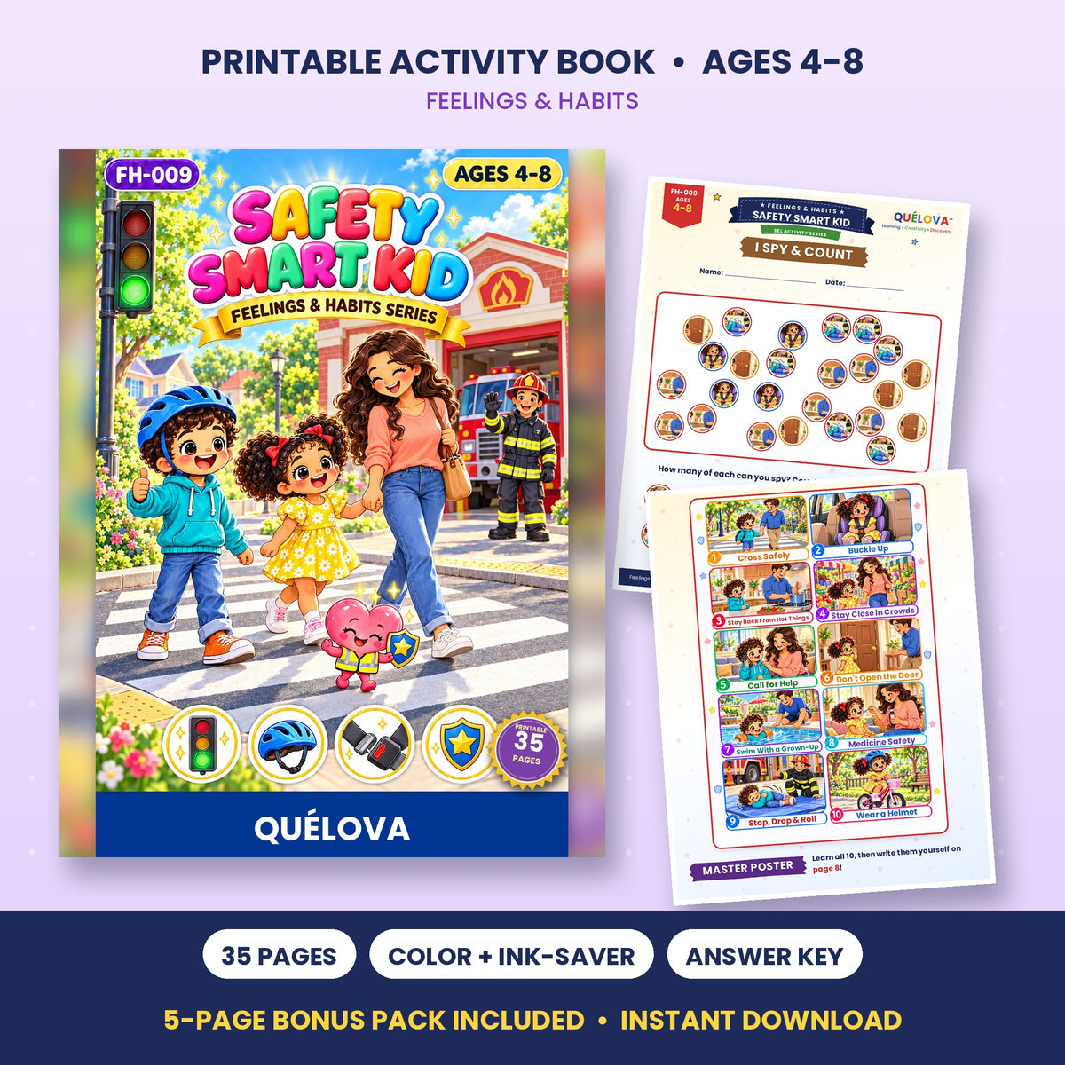 Safety Smart Kid printable activity book: cover and sample pages