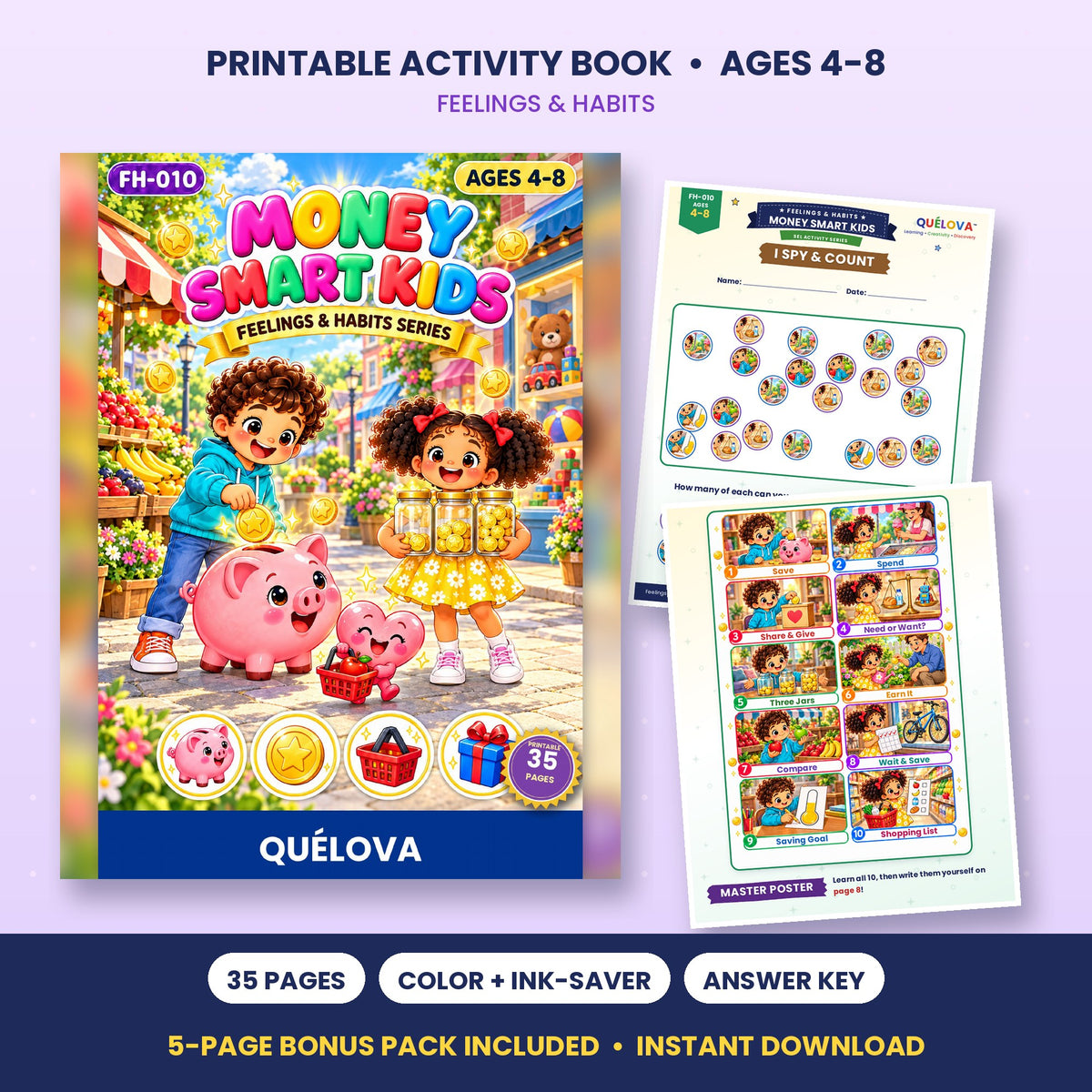 Money Smart Kids printable activity book: cover and sample pages