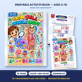 From Cell to the Whole Body printable activity book: cover and sample pages