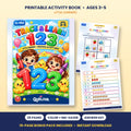 Trace & Learn 123 printable activity book: cover and sample pages