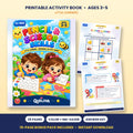 Pencil & Scissor Skills printable activity book: cover and sample pages