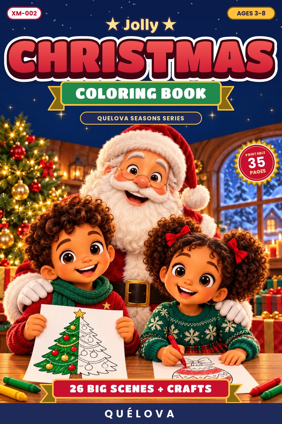 Jolly Christmas Coloring Book cover for kids 3-8